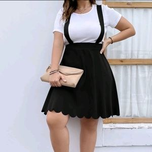 Scallop Hem Pinafore Skirt